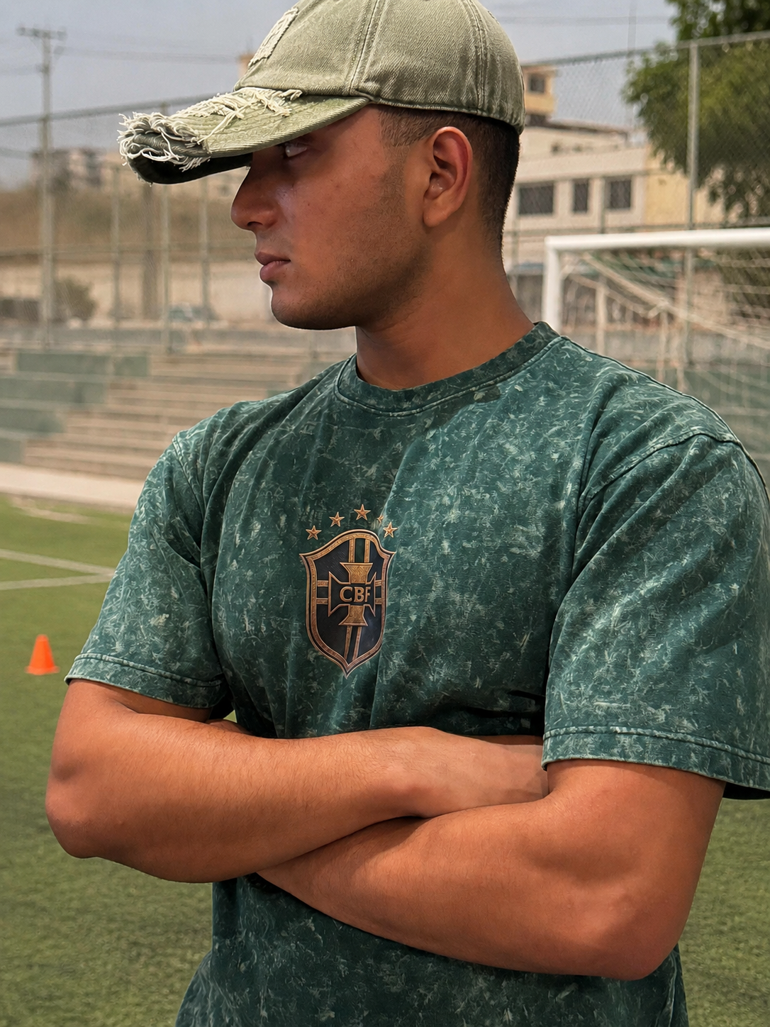 BRASIL GREEN – Acid Wash Drop Shoulder