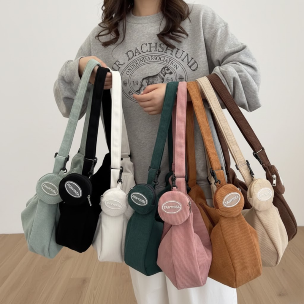 Retro Corduroy Messenger