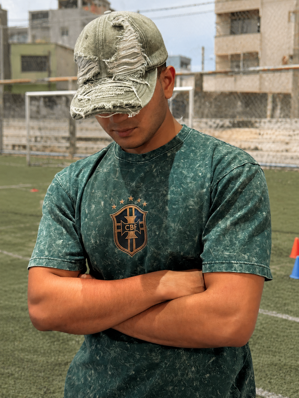 BRASIL GREEN – Acid Wash Drop Shoulder