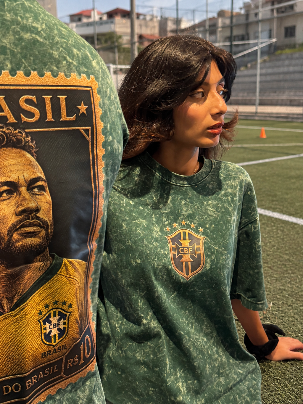 BRASIL GREEN – Acid Wash Drop Shoulder
