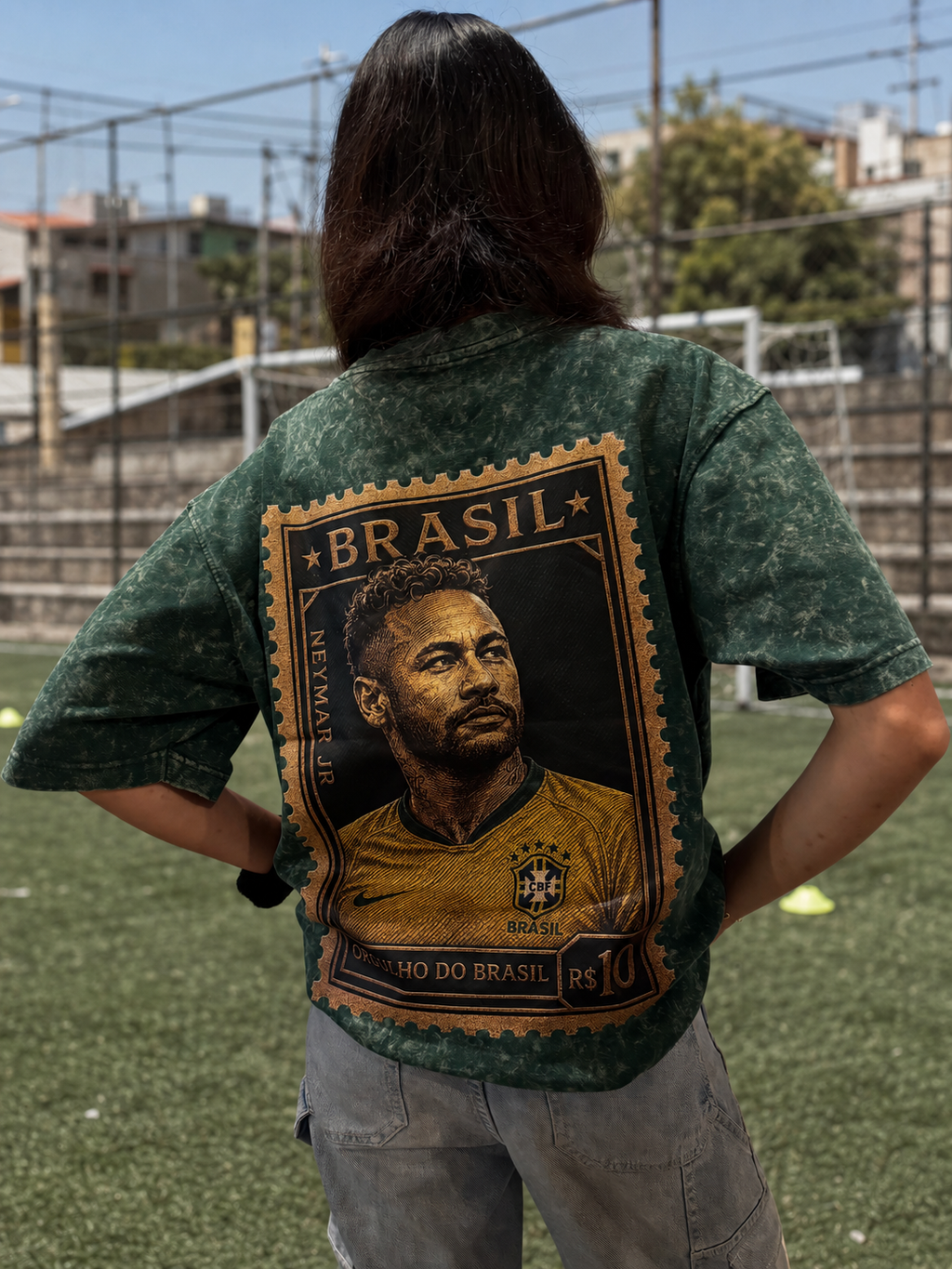 BRASIL GREEN – Acid Wash Drop Shoulder