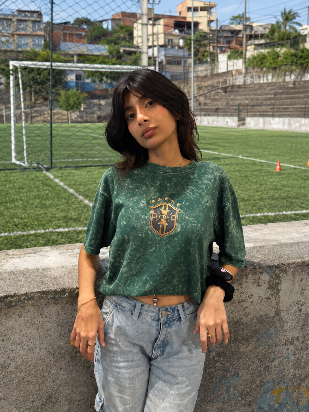 BRASIL GREEN – Acid Wash Drop Shoulder